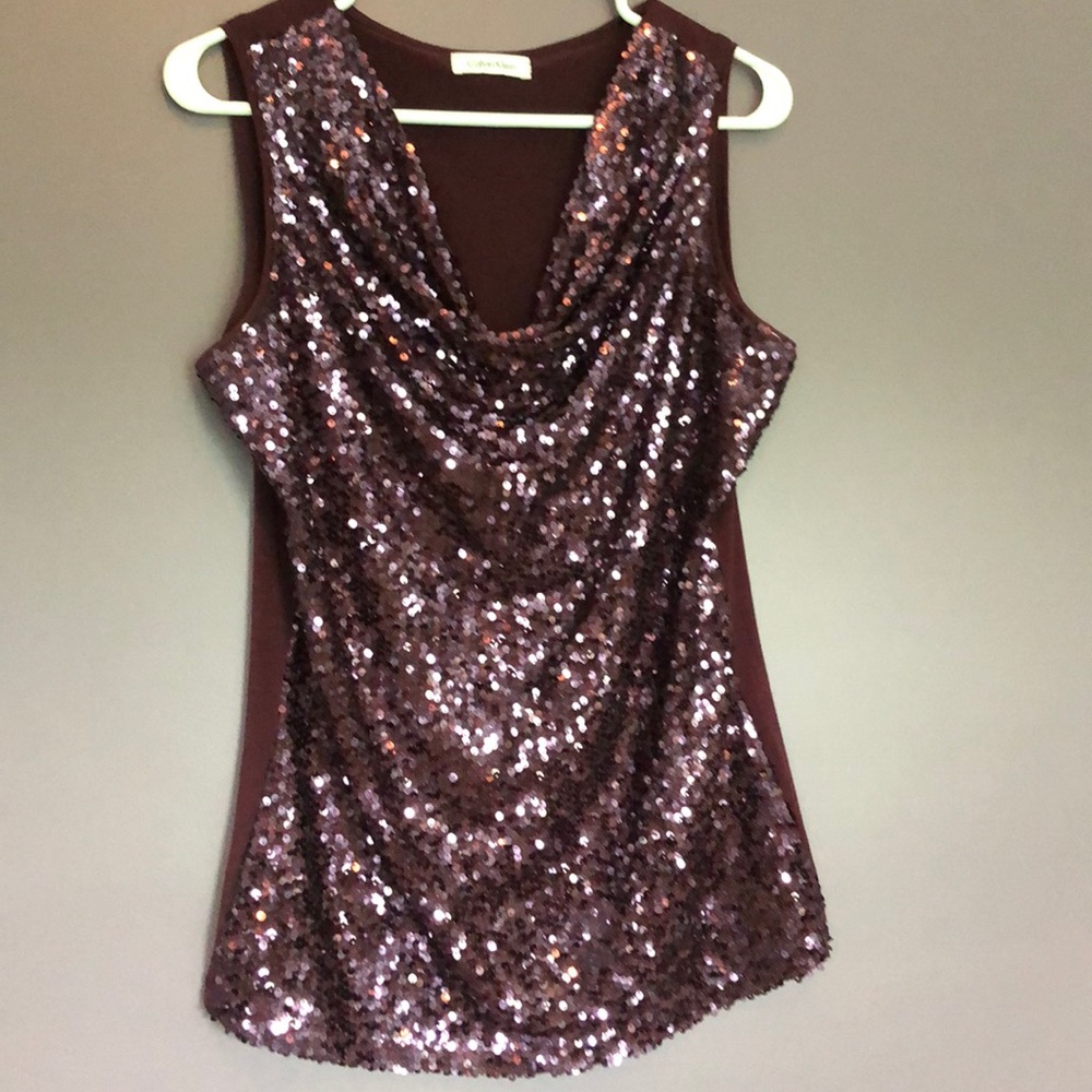 Purple sequined sleeveless top